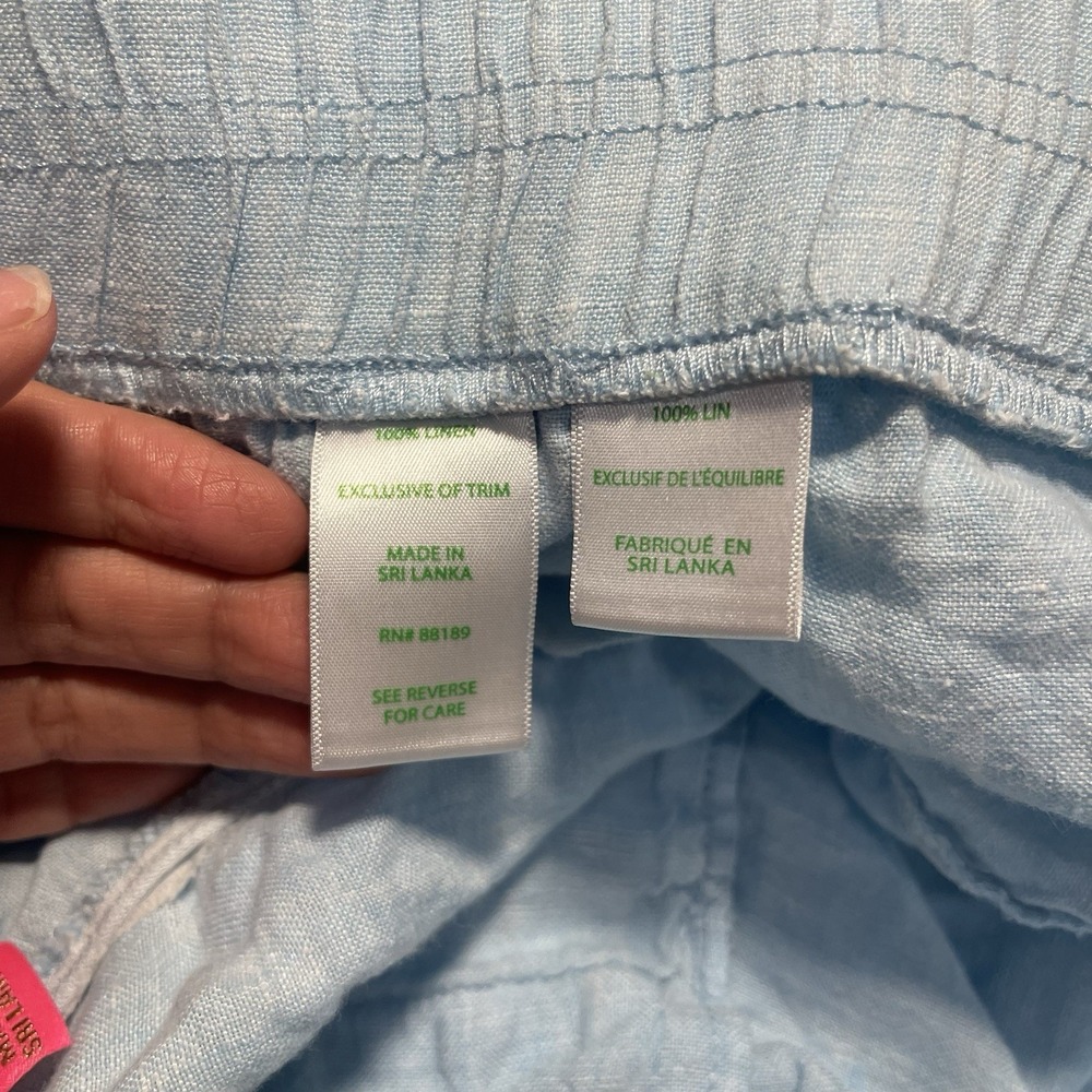 LILLY PULITZER Women's Blue Linen Pull On Casual Shorts XL Beach Vacation 35W - Picture 8 of 9